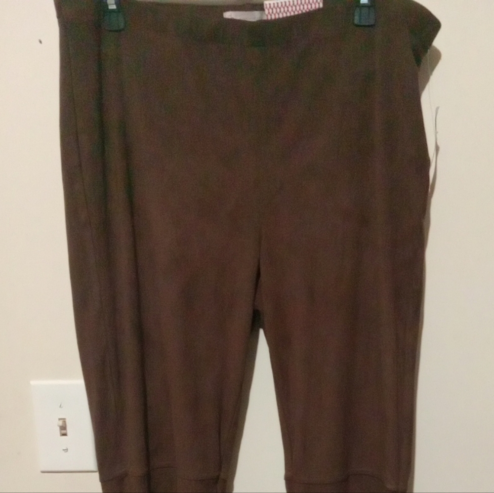 Dress Barn faux Suede Legging Skinny Woman Size XL color brown